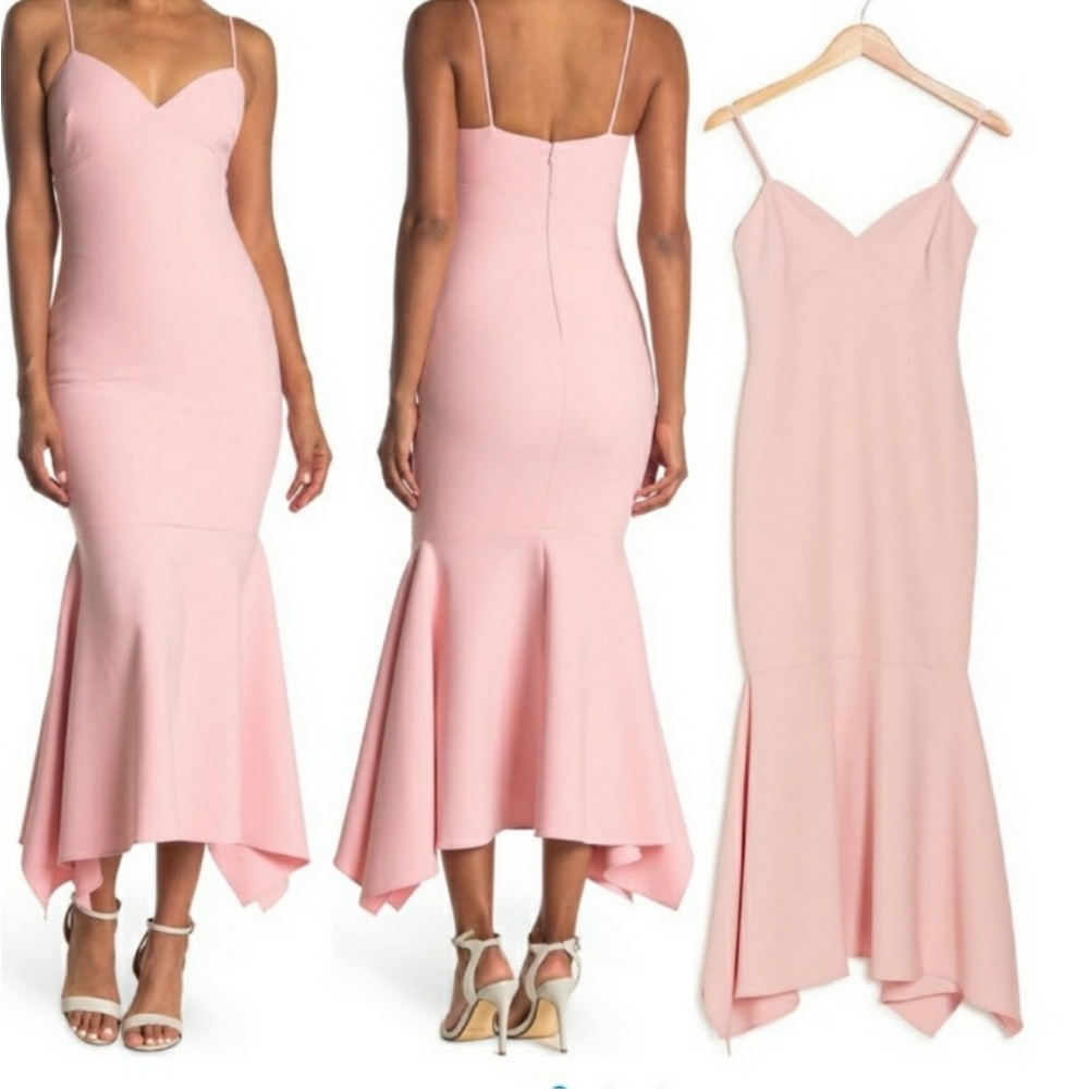 LIKELY Christiana Mermaid Midi Crepe Gown Dress in Peony Pink Size 0 NWT